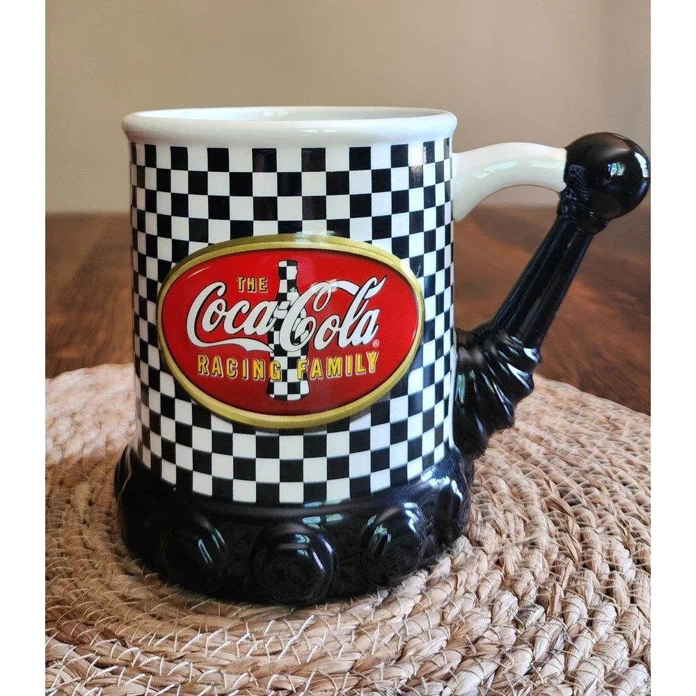 Coca Cola NASCAR Gear Shift Mug Tire Base Houston Harvest Racing Checkered